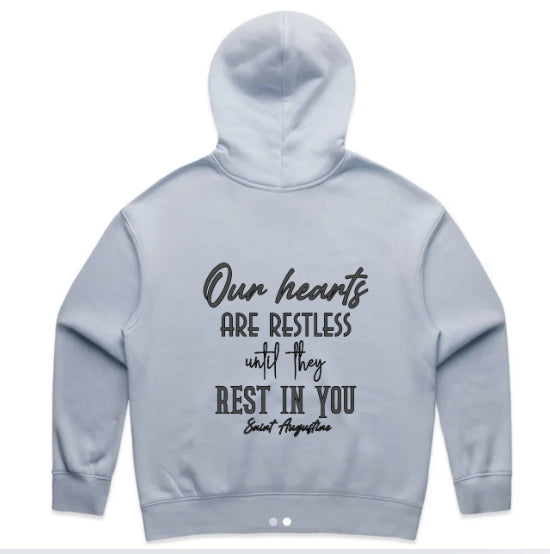 OUR HEARTS ARE RESTLESS WOMENS RELAXED HOOD