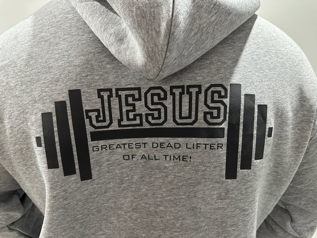 PREMIUM QUARTER ZIP HOOD JESUS-GREATEST DEAD LIFTER OF ALL TIME