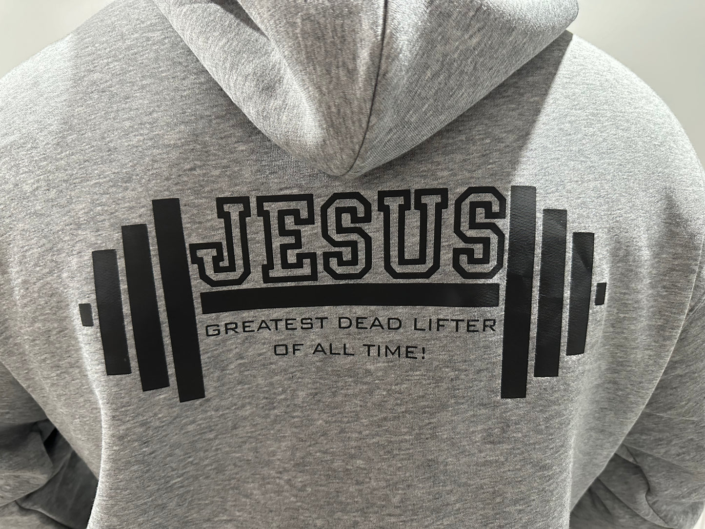 PREMIUM HALF ZIP              JESUS-GREATEST DEAD LIFTER OF ALL TIME HOODIE