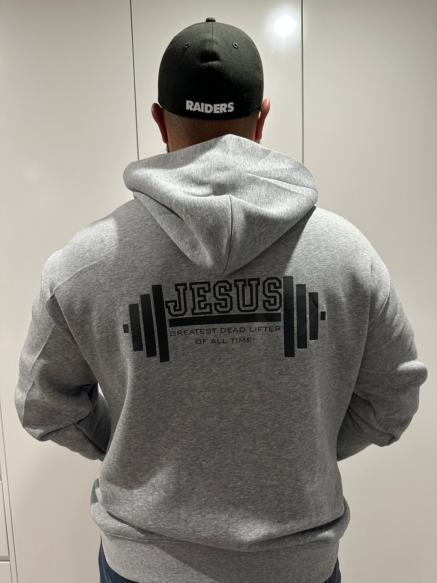 PREMIUM HALF ZIP              JESUS-GREATEST DEAD LIFTER OF ALL TIME HOODIE