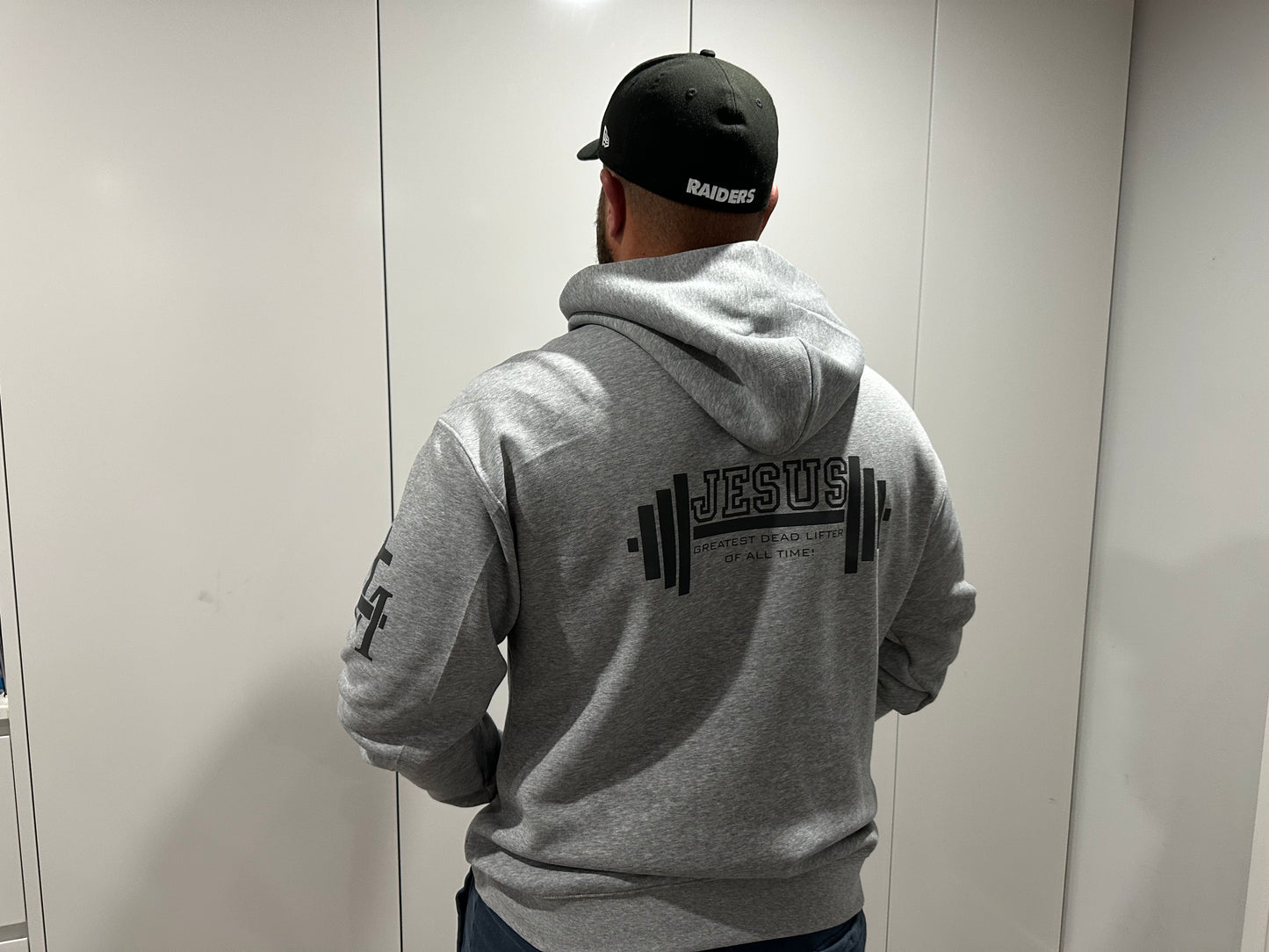 PREMIUM HALF ZIP              JESUS-GREATEST DEAD LIFTER OF ALL TIME HOODIE