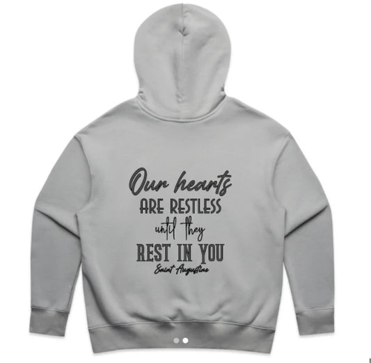 OUR HEARTS ARE RESTLESS WOMENS RELAXED HOOD