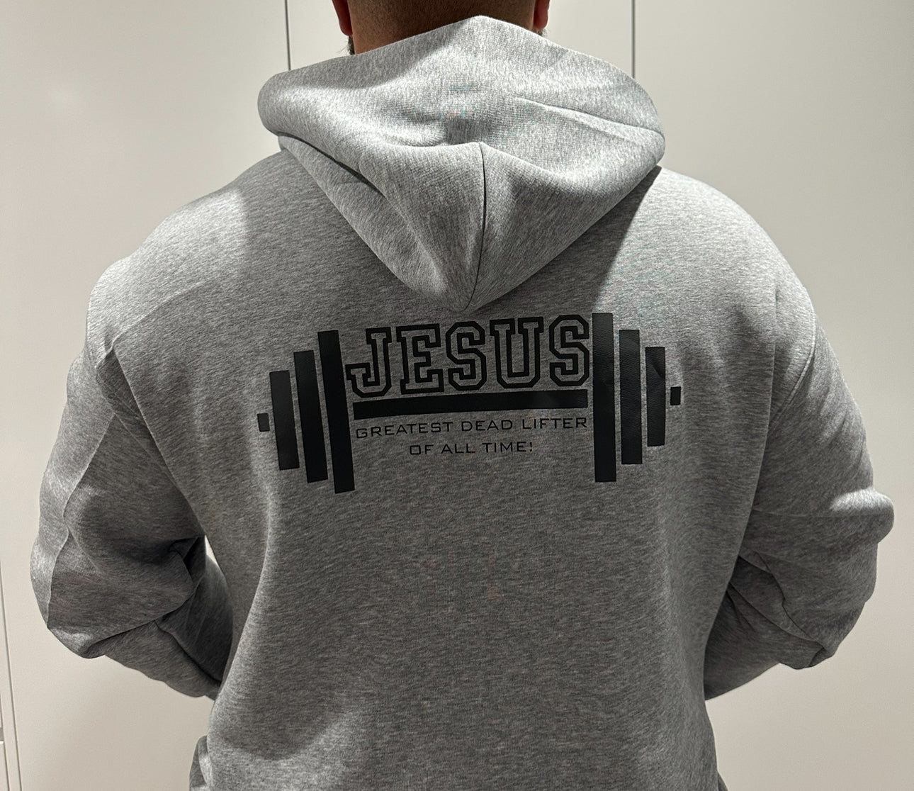 PREMIUM HALF ZIP              JESUS-GREATEST DEAD LIFTER OF ALL TIME HOODIE