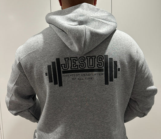 PREMIUM HALF ZIP              JESUS-GREATEST DEAD LIFTER OF ALL TIME HOODIE