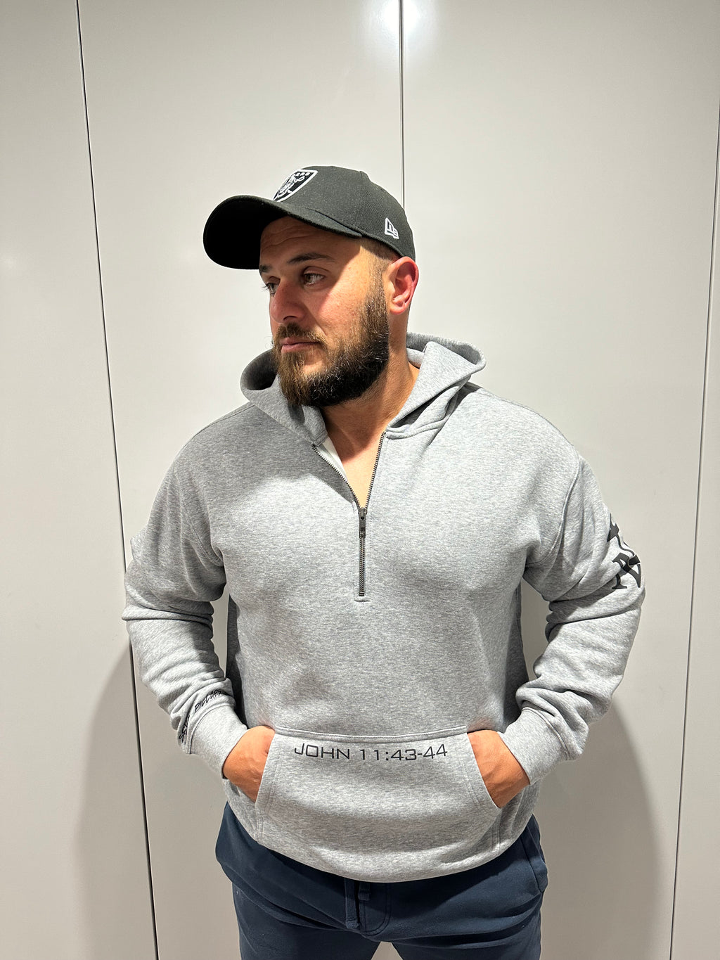 PREMIUM QUARTER ZIP HOOD JESUS-GREATEST DEAD LIFTER OF ALL TIME