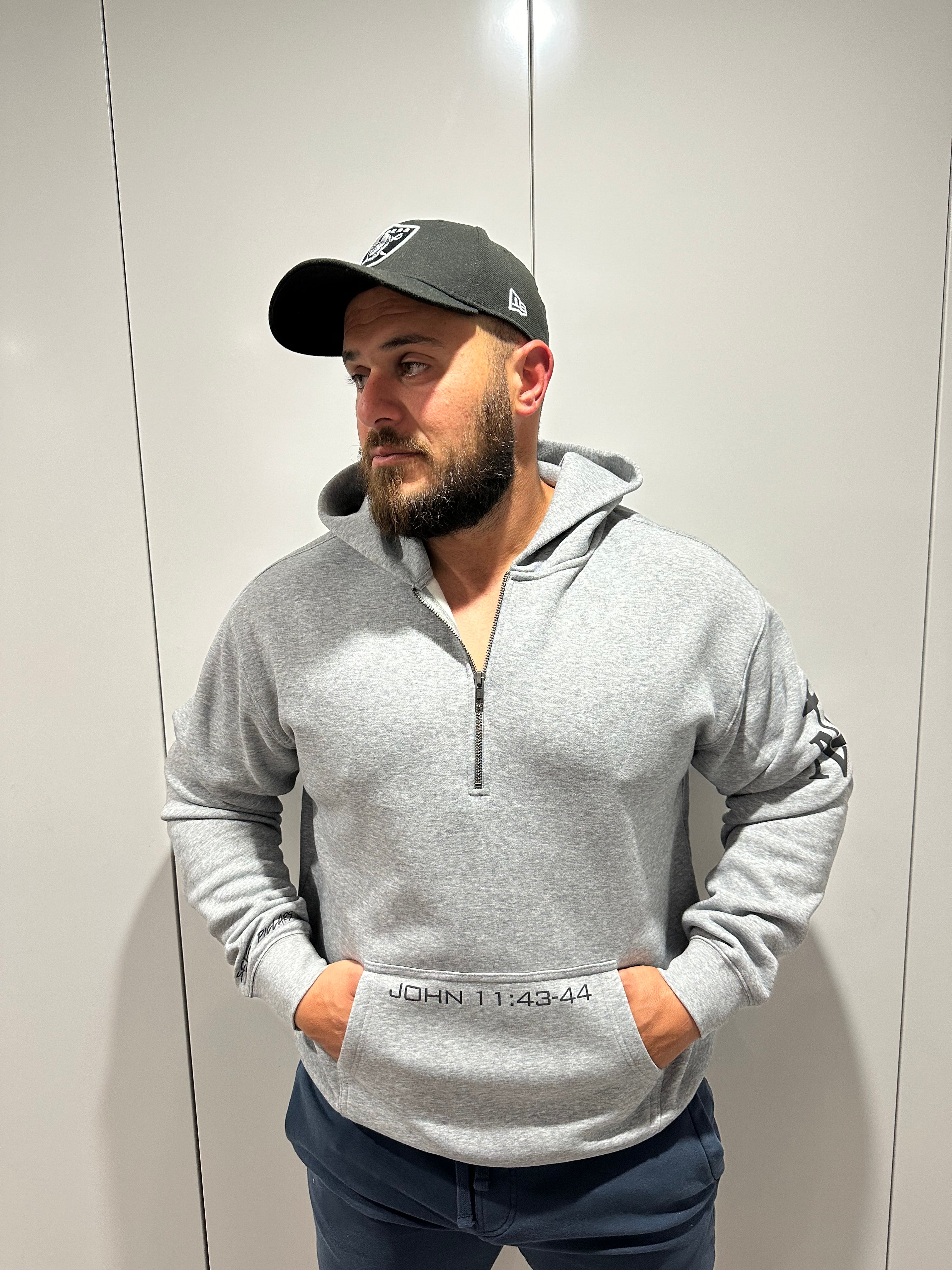 PREMIUM QUARTER ZIP HOOD JESUS-GREATEST DEAD LIFTER OF ALL TIME